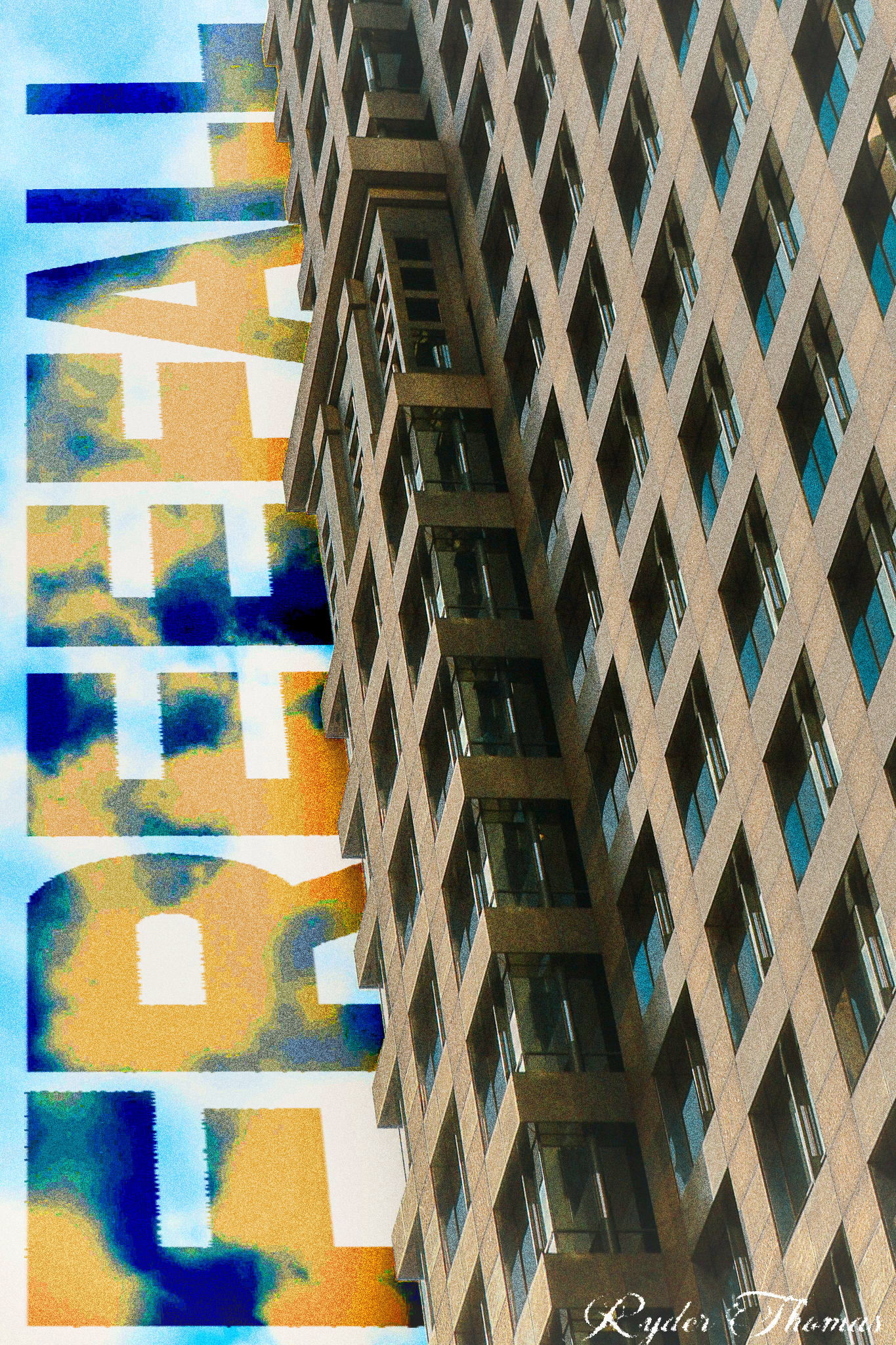 Freefall urban poster design with building photography