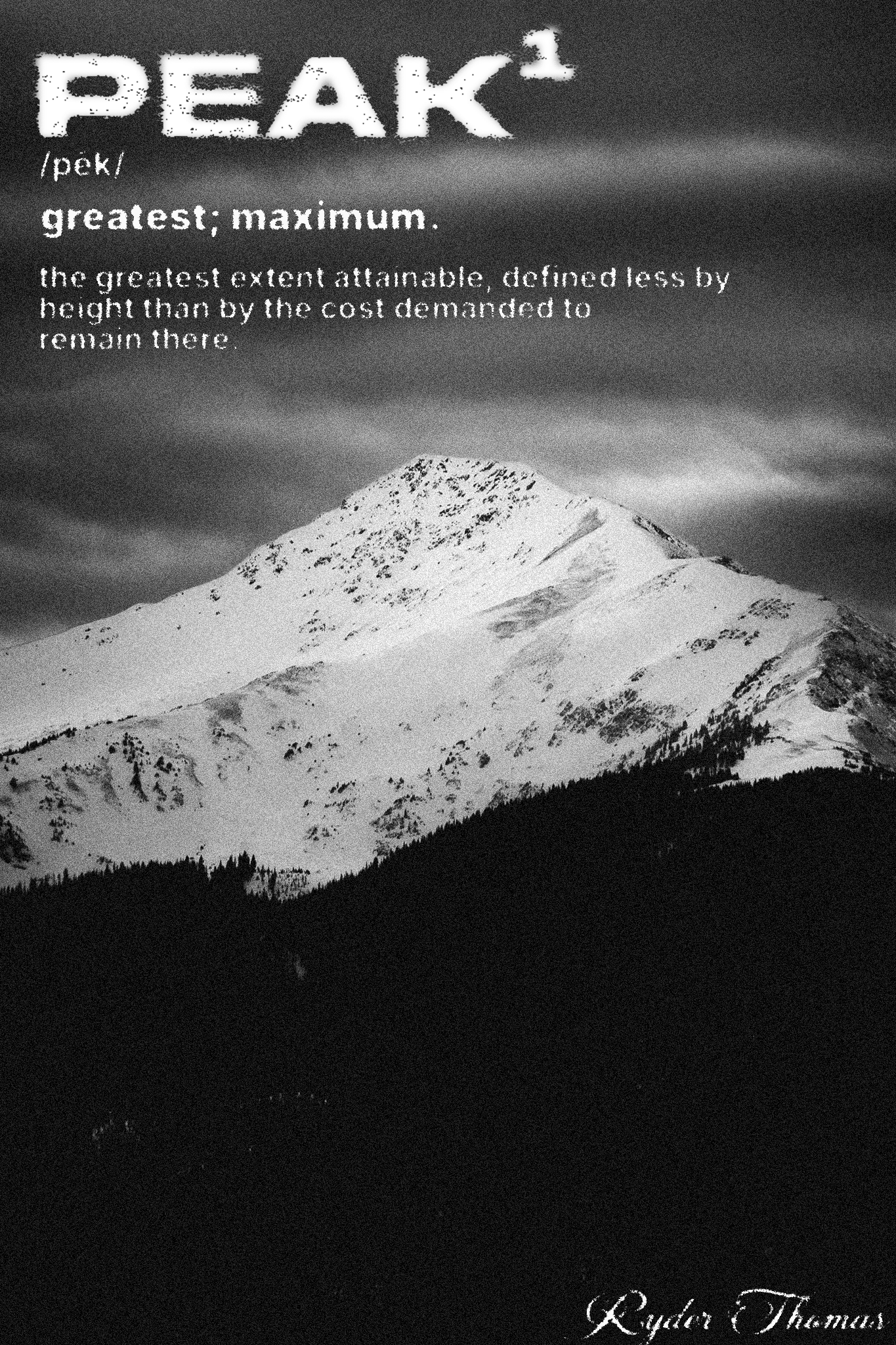 Peak black and white mountain poster design